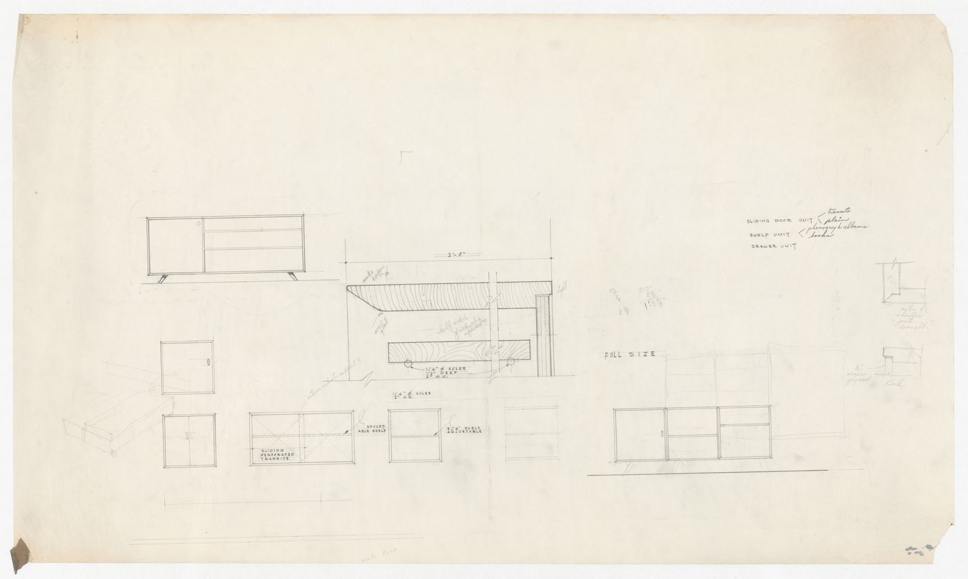 Furniture sketches for Residence of Mr. & Mrs. John C. Parkin, North York, Ontario