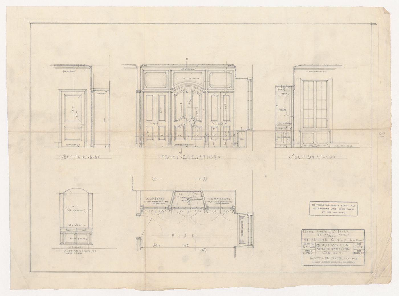 Details of cabinet for Colville Manor, Mascouche, Québec