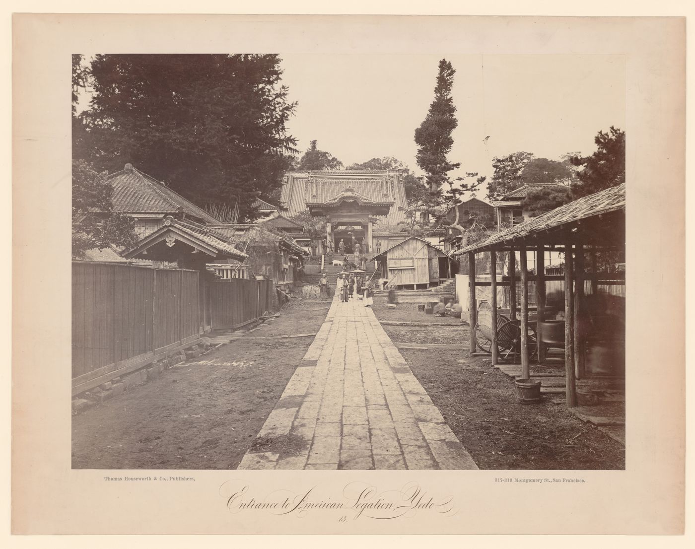 View of the entrance to the American Legation at the Zenpukuji Temple complex, Edo (now Tokyo), Japan