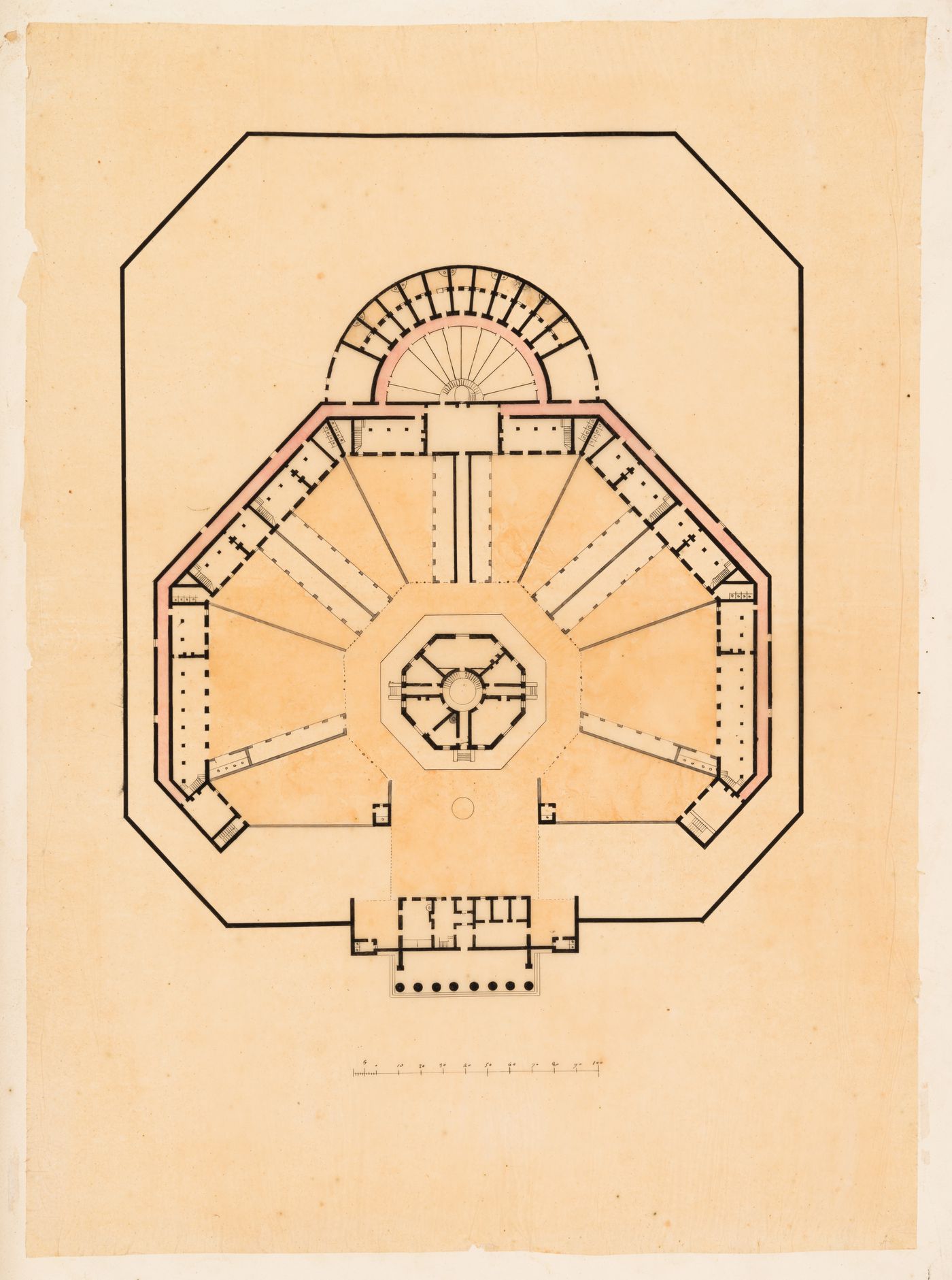 Chester Castle prison and courthouse [?], England: Plan of the ground floor