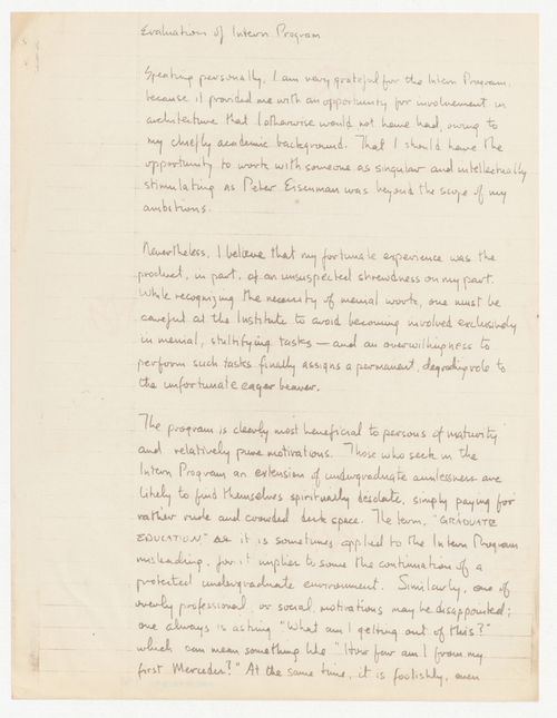 Evaluation of intern program by a former intern