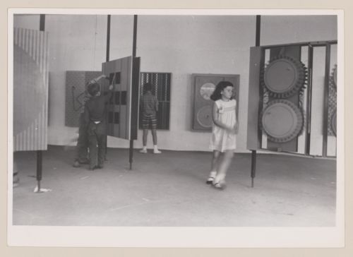 View of musical screens in Children's Creative Centre Playground, Canadian Federal Pavilion, Expo '67, Montréal, Québec