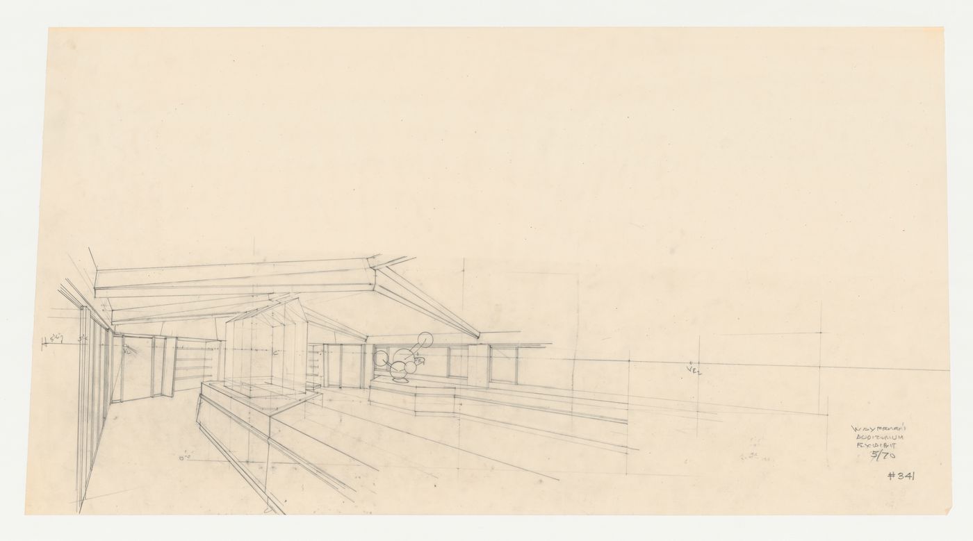 Wayfarers' Chapel, Palos Verdes, California: Preparatory drawing for a perspective for the auditorium audiovisual exhibit