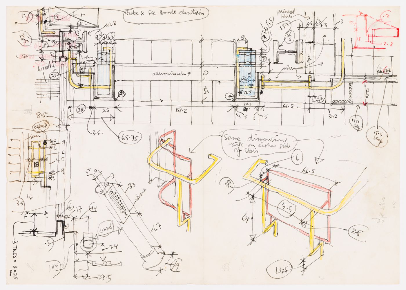 Measured sketches of the Maison de verre, Paris, France