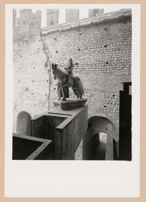View of the Can Grande della Scala Statue, from the second floor, Museo di Castelvecchio, Verona, Italy