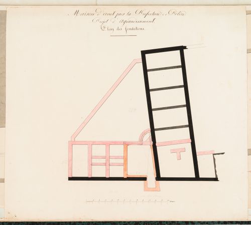 Project for the enlargement of the prison near the Préfecture de police, rue de Jérusalem, Paris: Foundation plan