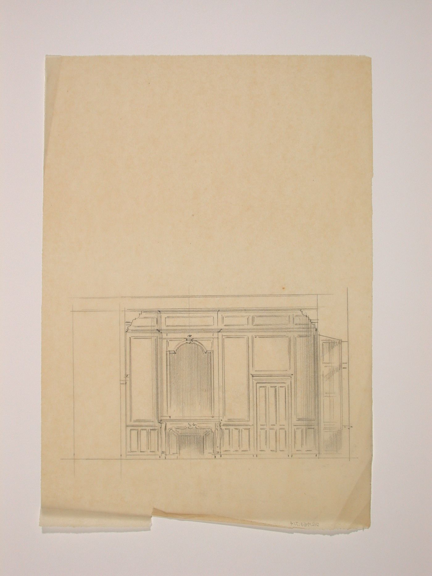 Drwg rel.to Chateau deLanchneil(?)-interior wall elevation