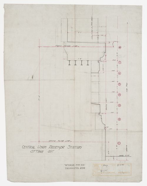 Section for Central Union Passenger Station, Ottawa, Ontario