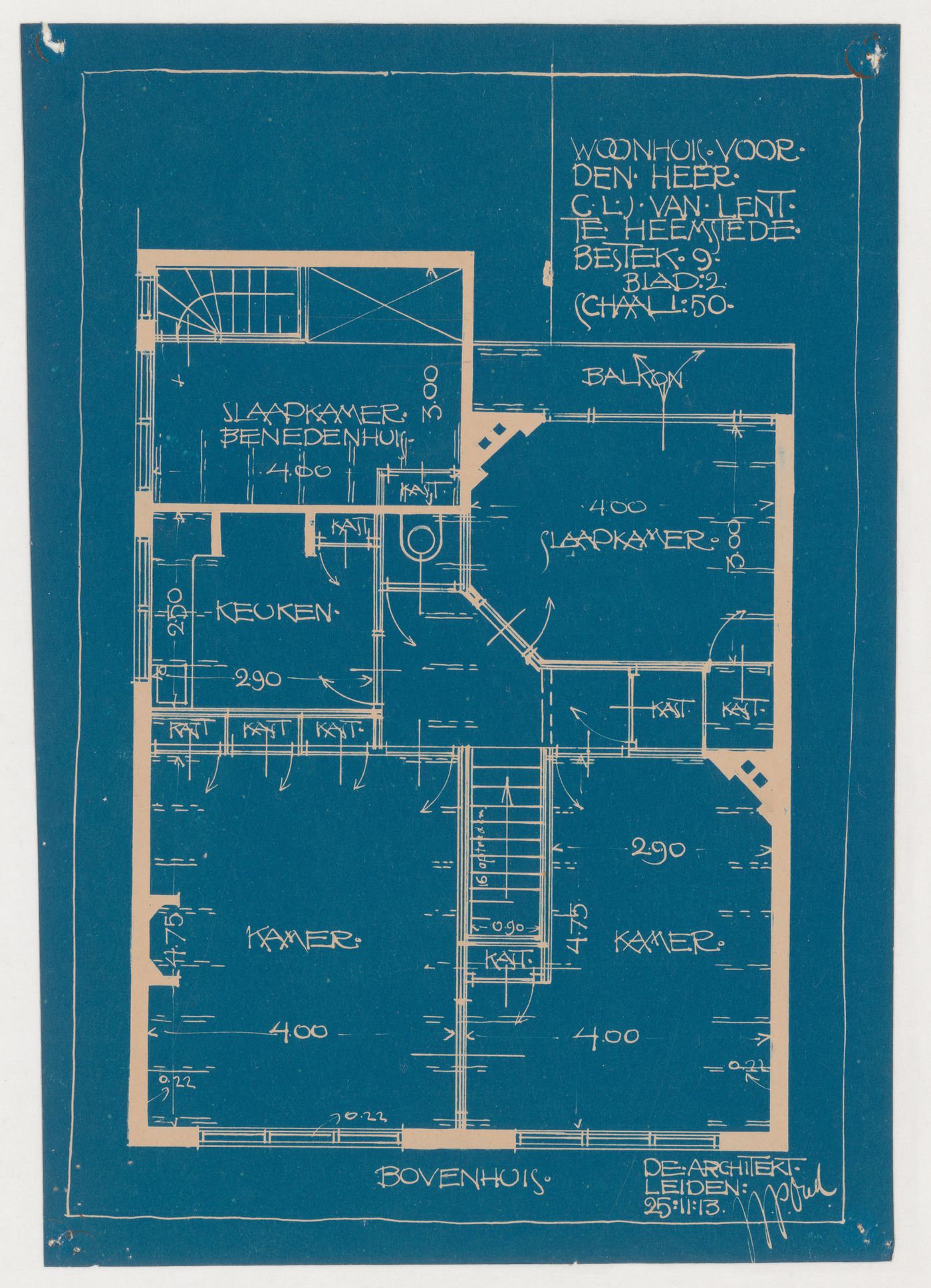 First floor plan for a motorcycle shop and house for C.L.J. van Lent, Heemstede, Netherlands