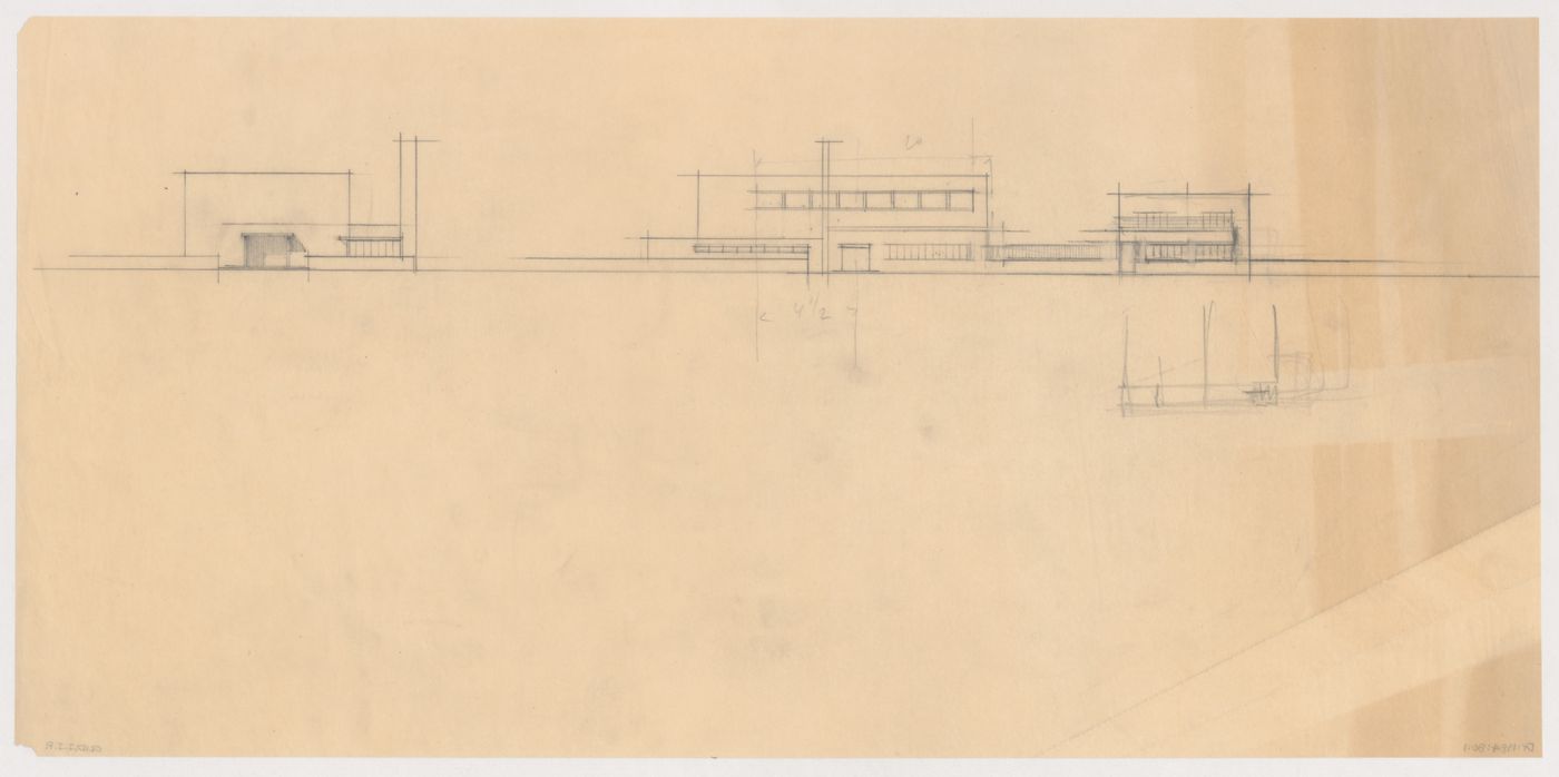 Elevations for the church for Kiefhoek Housing Estate, Rotterdam, Netherlands