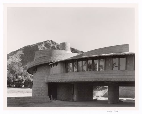 Exterior of house with Camelback Mountain, from the series The David and Gladys Wright House