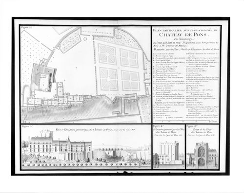 Chateau at Pons - Plan,elevation and sections