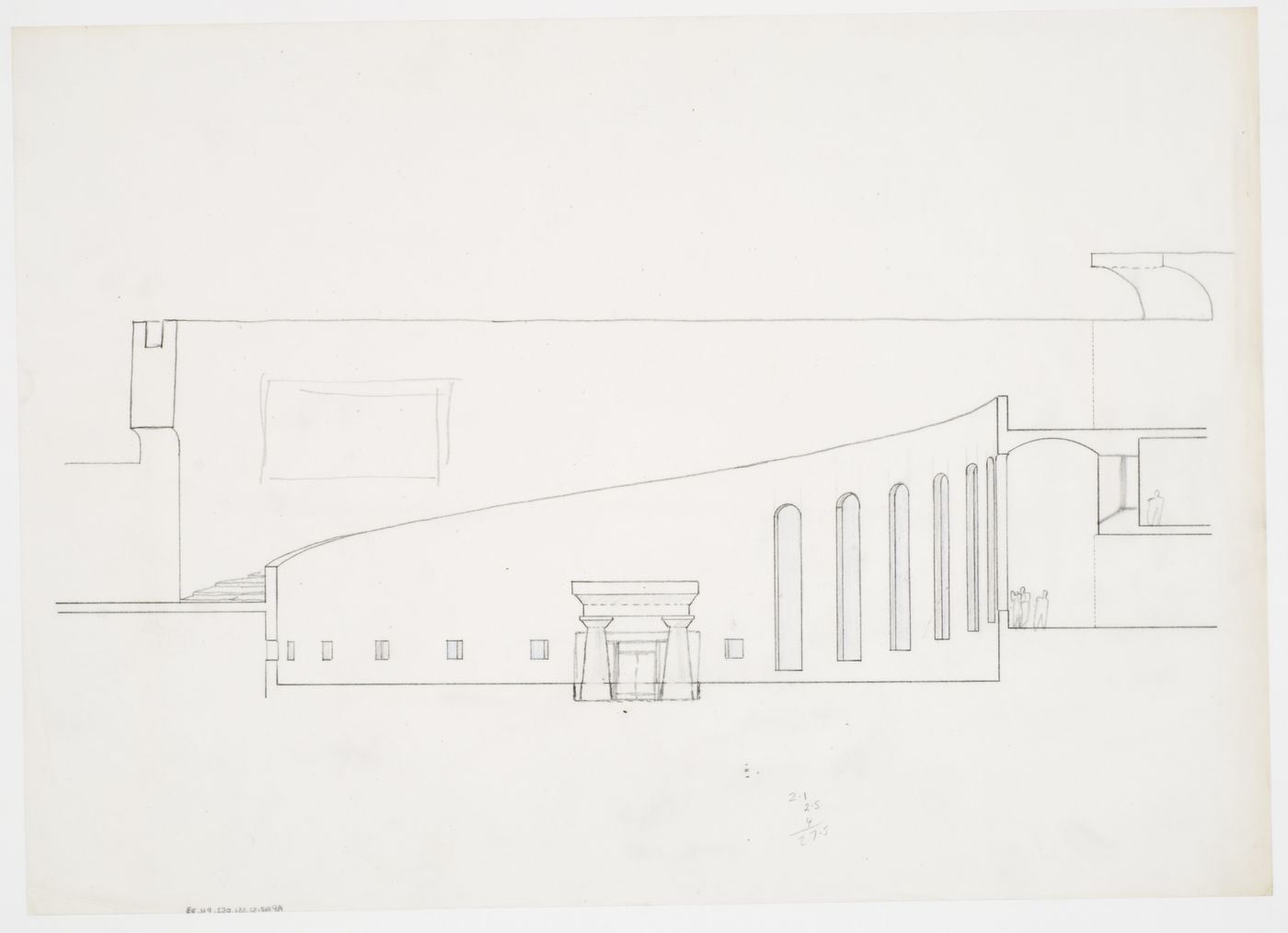 Staatsgalerie, Stuttgart, Germany: sectional elevation