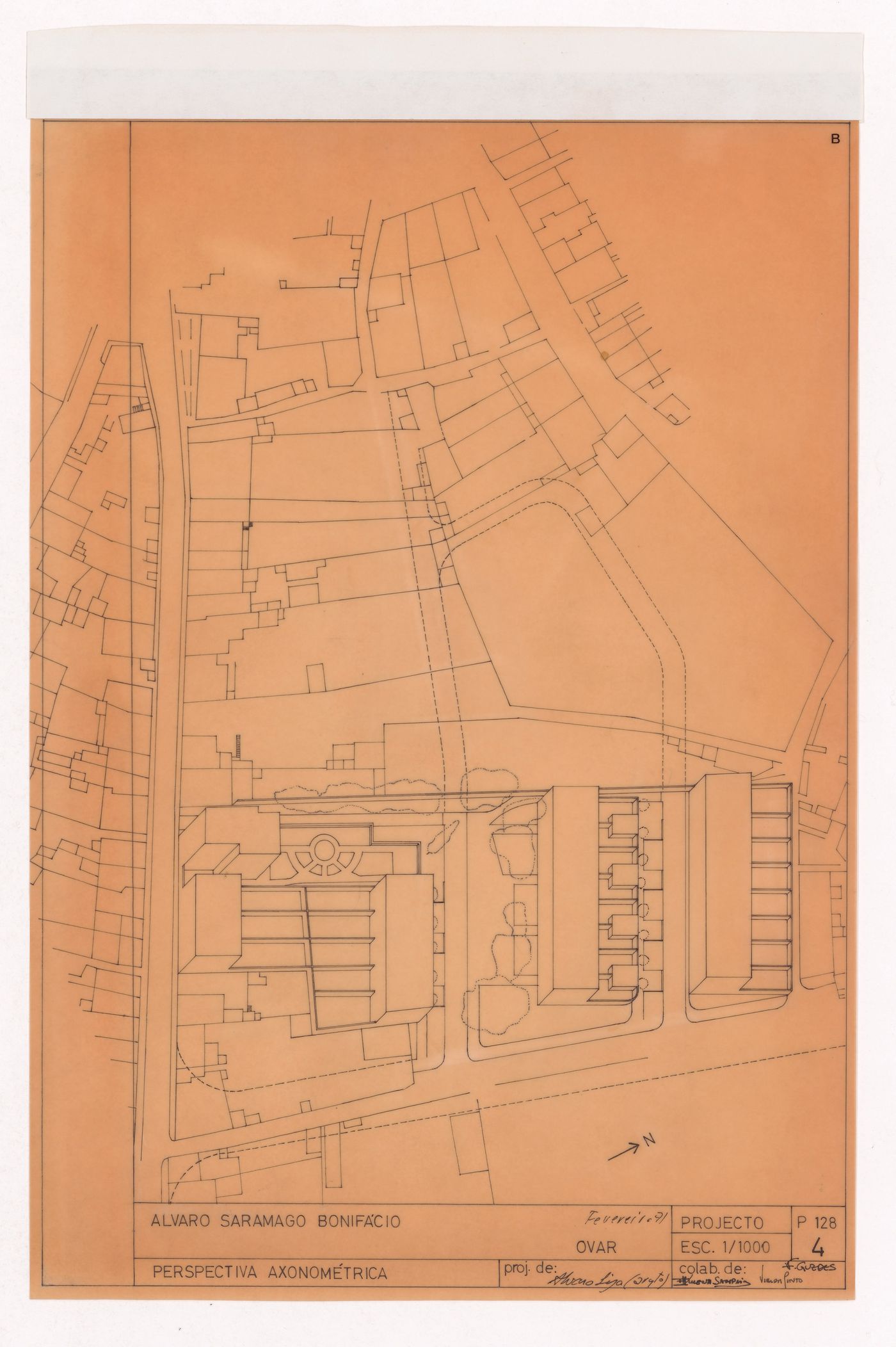 Axonometric plan for Loteamento Álvaro Bonifácio, Ovar, Portugal