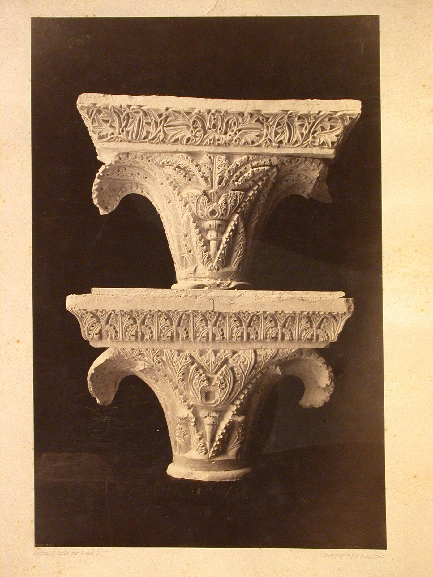 Roman(esque ?) capitals from the pulpit ? of baptistry at Pisa (plaster casts), Pisa, Italy