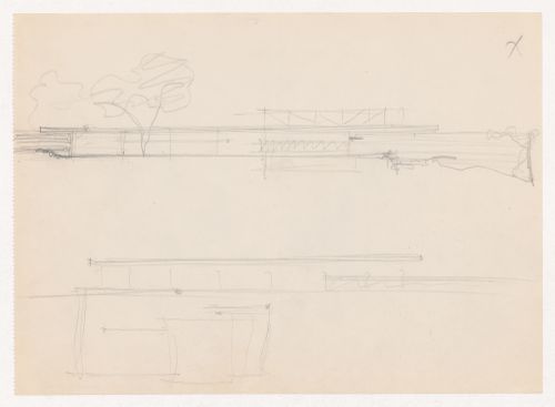 Sketches for the principal elevation and sketch plan for Museum for a Small City