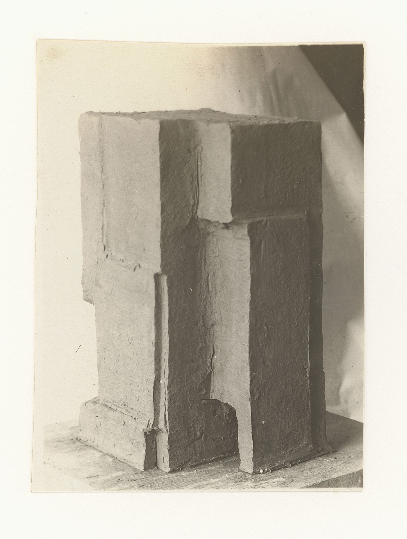 Photographs of a student model on the topic "Finding the Expressiveness of Form of the Simplest Geometrical Configuration: Parallelepiped" for the "Space" course at the Vkhutemas (Higher State Artistic Technical Studios), Moscow