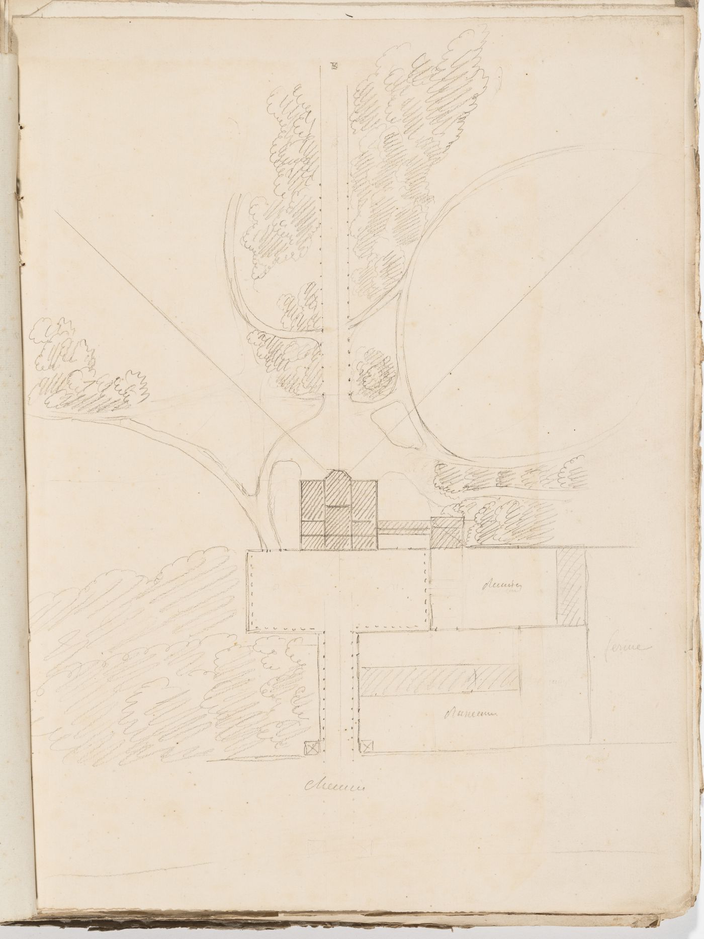 Project no. 1 for a country house for comte Treilhard: Site plan