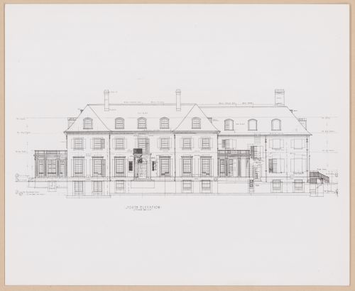 Photograph of the south front elevation for the John S. Newberry house (now demolished), Lake Shore Road, Grosse Pointe Farms, Michigan