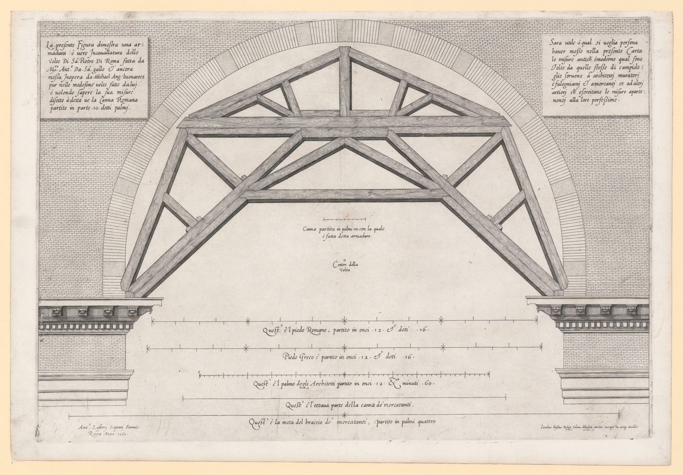 Elevation of a vault-centering device used at Basilica di San Pietro, Rome