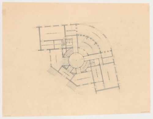 Ground floor plan for a city hall for the reconstruction of the Hofplein (city centre), Rotterdam, Netherlands