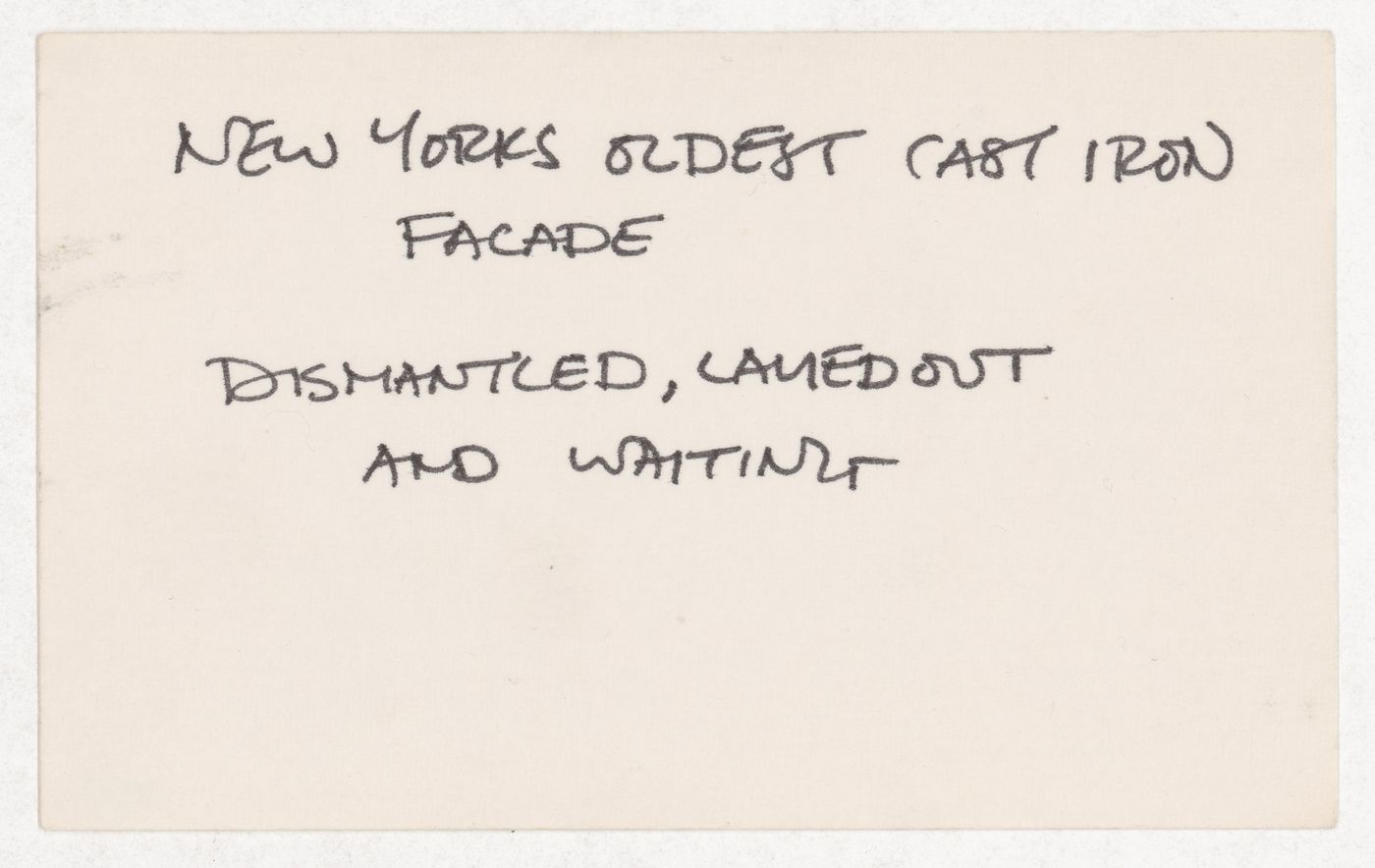 New Yorks oldest cast iron facade / Dismantled, layed out and waiting