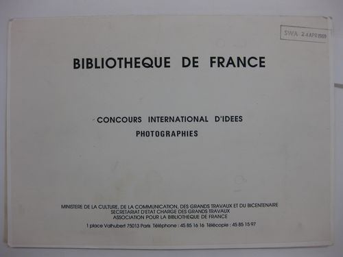 Bibliothèque de France concours international d'idées: Photographies