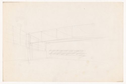 Perspective sketch showing truss for the Gymnasium
