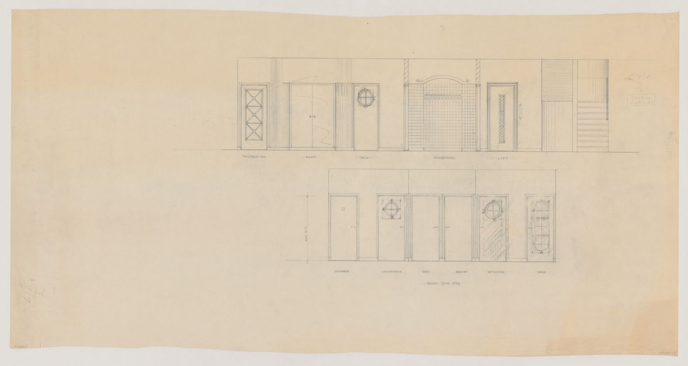 Door schedule and clothes closet elevation for Olveh mixed-use development, Rotterdam, Netherlands