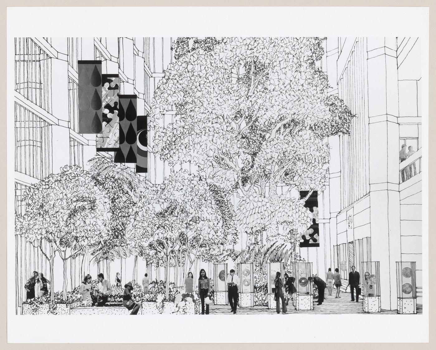 Perspective of garden court for Bank of Canada Building, Ottawa, Ontario