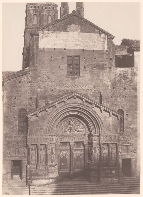 View of west façade of St. Trophime, Arles, France