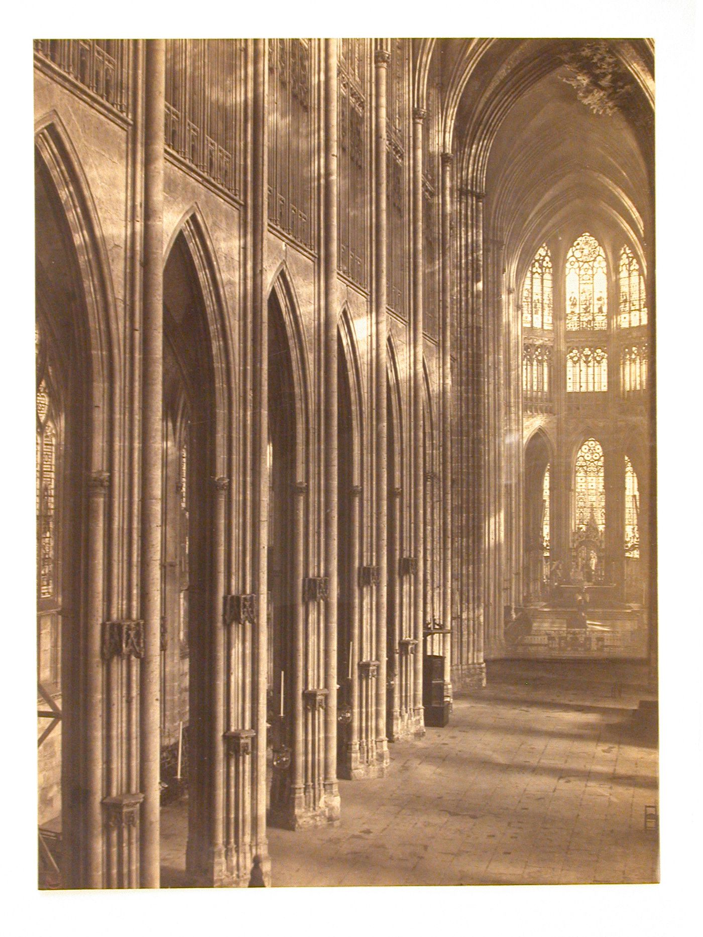 View of interior of nave of St. Ouen, Rouen, France