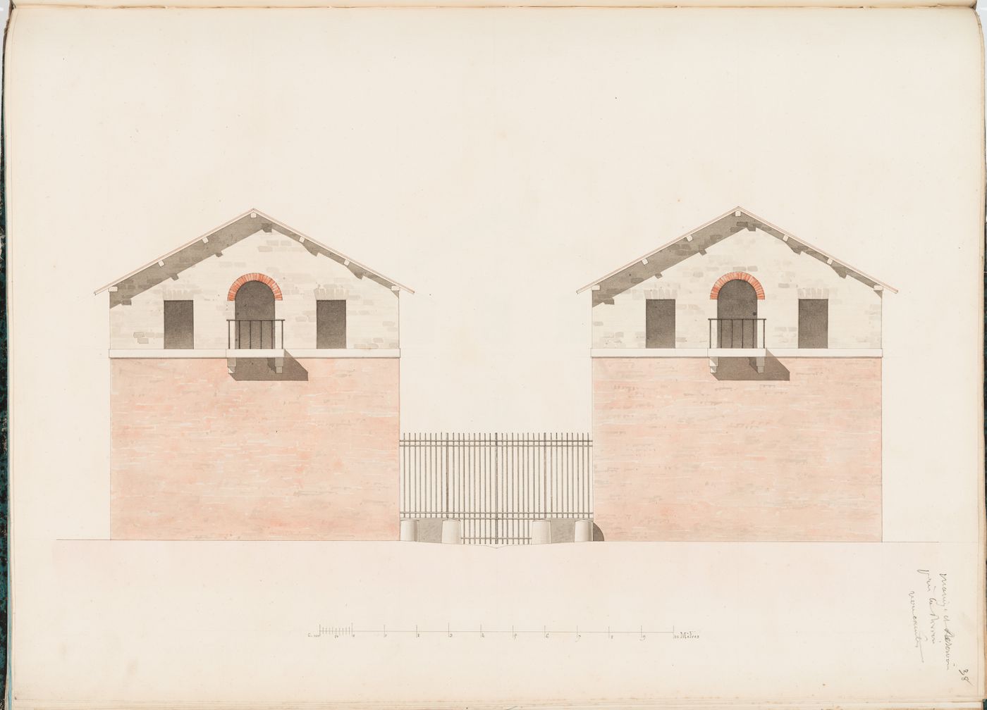 Side elevation for a manège and a reservoir, Parc de Clichy