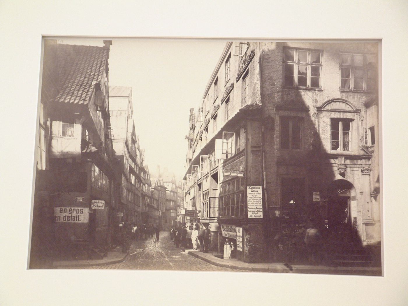 View of street corner, intersection of Deichstrasse, Aussenkajen, and Binnenkajen, Hamburg, Germany