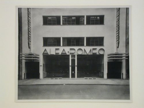 Partial view of street façade, Alfa Romeo showroom, rue Marbeuf, Paris, France