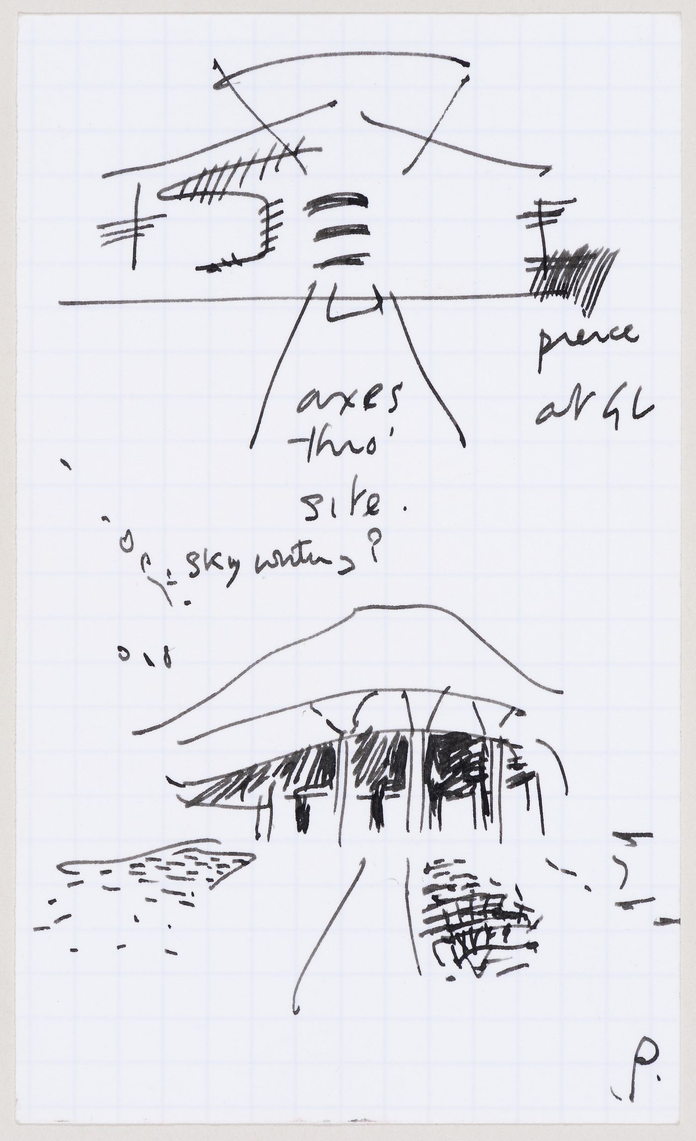 Commin (Commonwealth Institute, London, England): sketch section and perspective