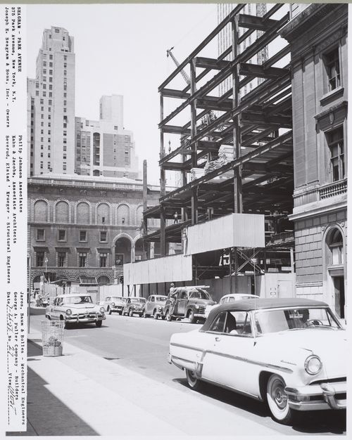 Seagram building under construction, 375 Park avenue, New York, N.Y., west view