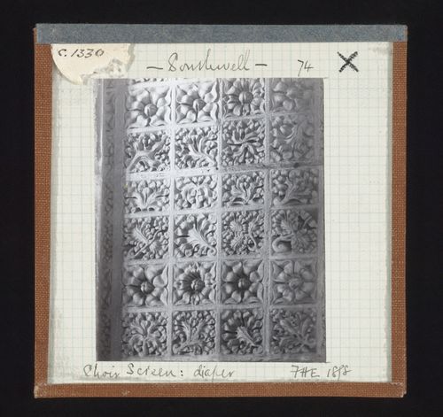 View of diaper pattern of choir screen of Southwell Minster, Southwell, Nottinghamshire, England