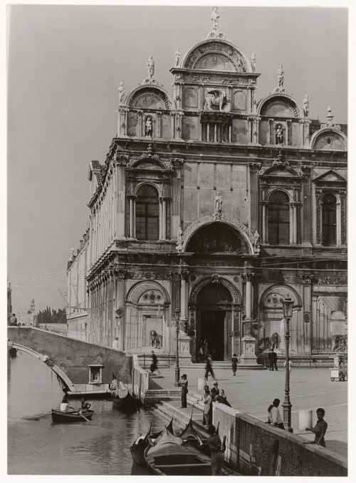 Partial view of the principal façade of the Scuola Grande di San Marco, Venice, Italy