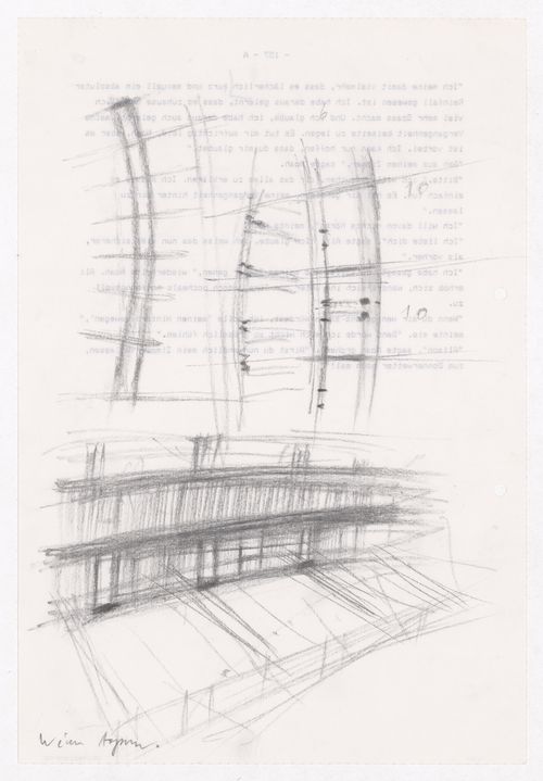 Housing Pilotengasse, Vienna-Aspern: Conceptual sketches, including siteplans, plans, elevations, and perspectives