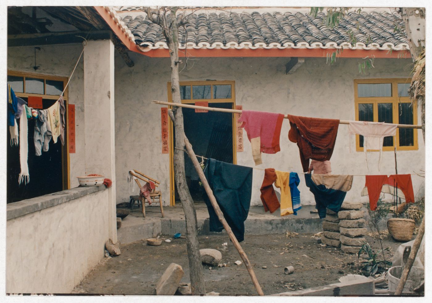 View of rural house interior court in Sichuan province, China