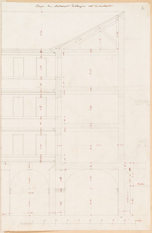 Project for the redevelopment of the École de médecine and surrounding area, Paris: Sectional elevation for the Clinique de l'École de médecine