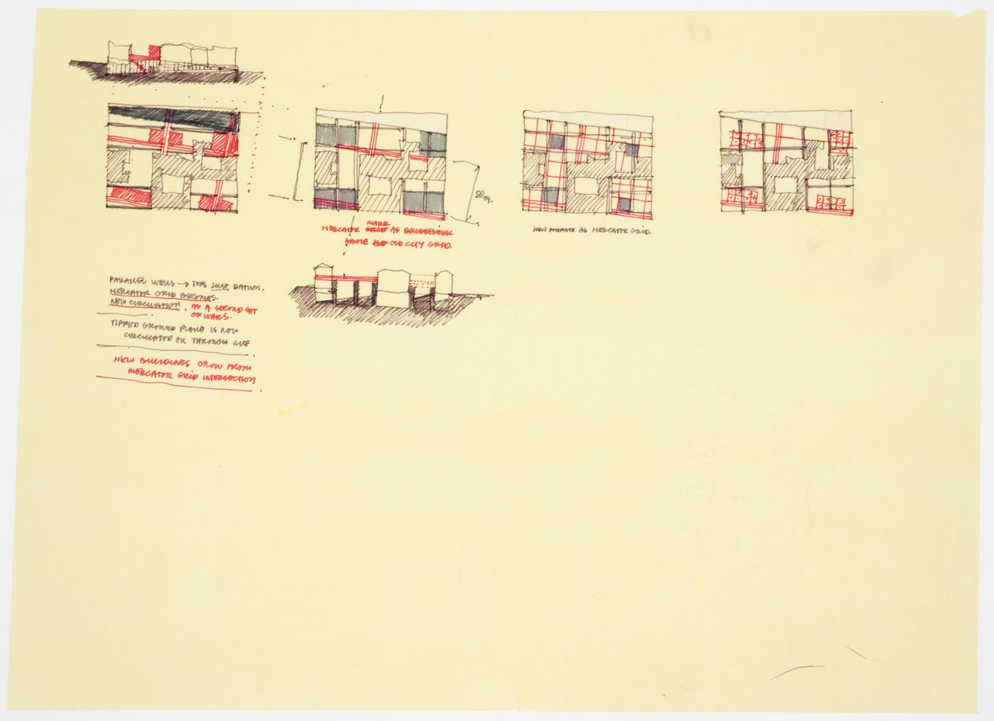 Conceptual drawings for IBA project, West Berlin (now Berlin), West Germany (now Germany)