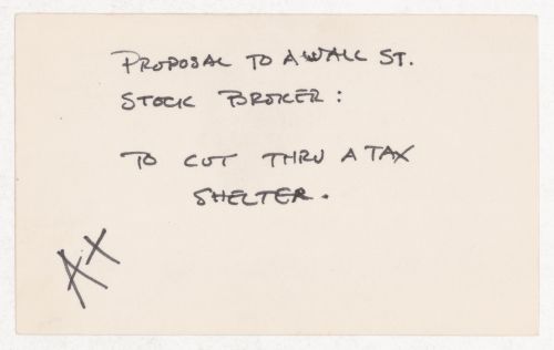 Proposal to a Wall St. stock broker: To cut thru a tax shelter.