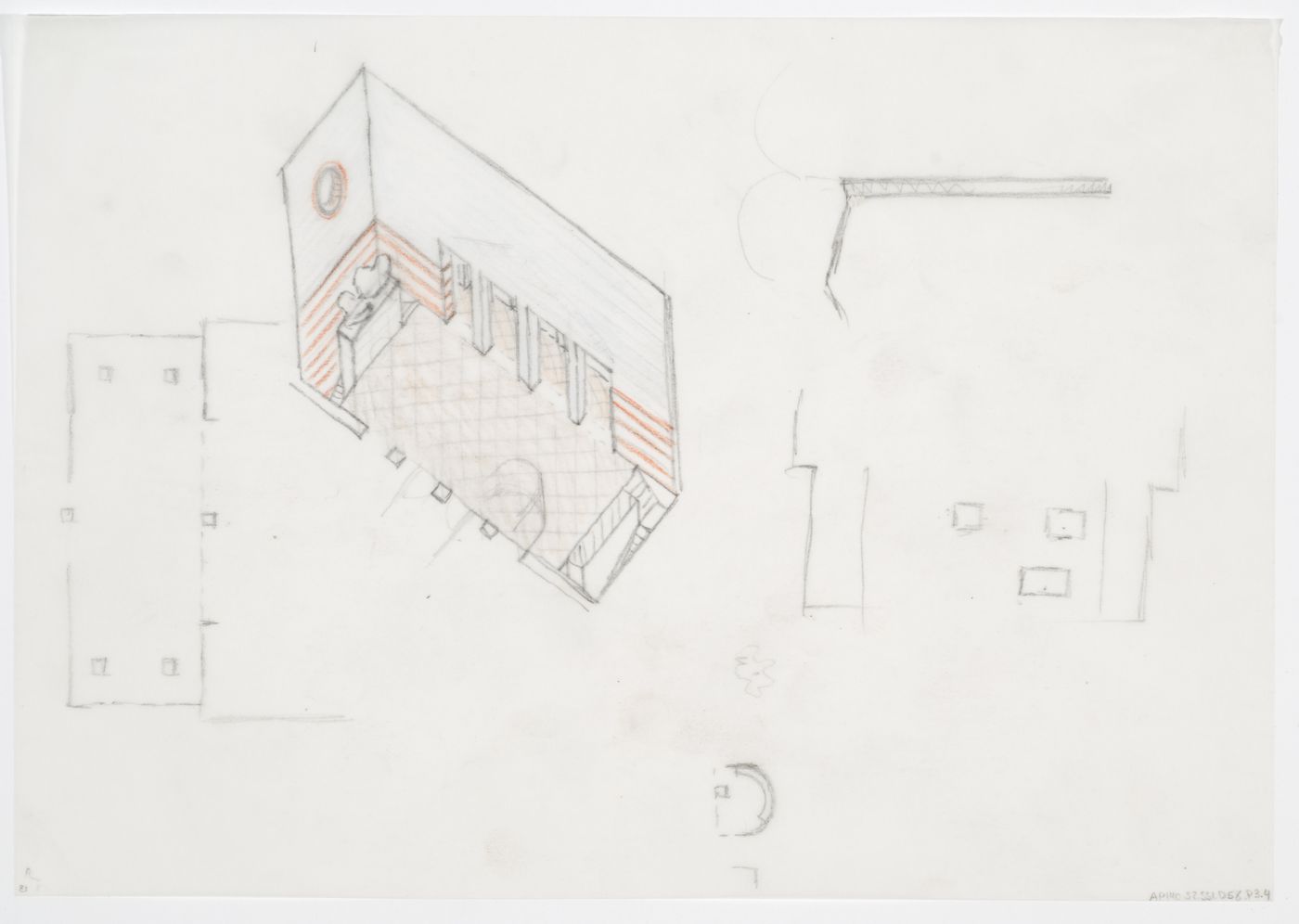 Arthur M. Sackler Museum, Cambridge, Massachusetts: axonometric and plan