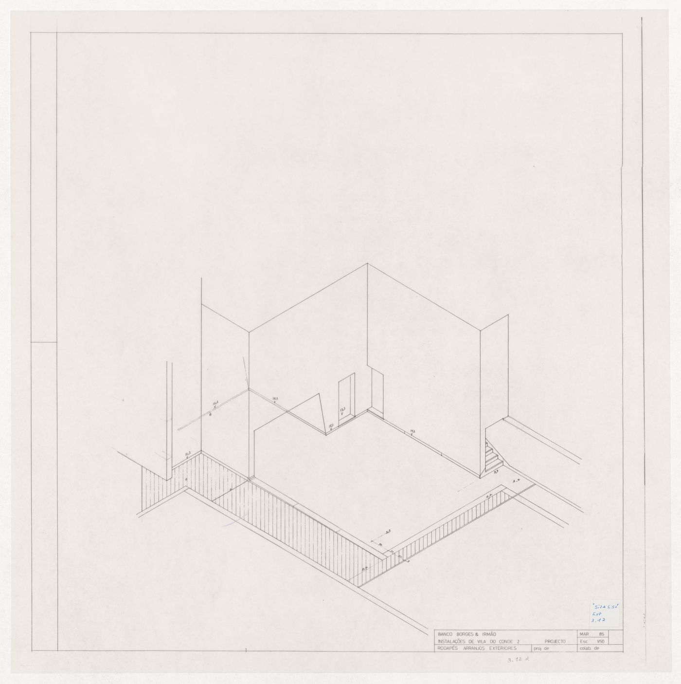 Interior axonometric view for Banco Borges & Irmão II, Vila do Conde, Portugal