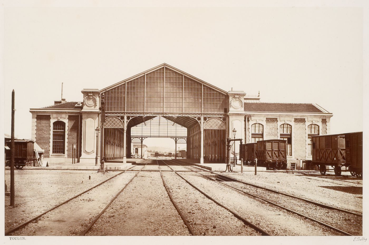 View of newly constructed train station, with tracks running through, Toulon, France