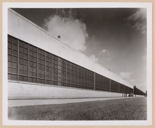 View of the principal façade of the addition to the Assembly Building, General Motors Corporation Chevrolet division Aviation Engine Assembly Plant, Tonawanda, New York