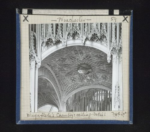 Detail view of ceiling of Waynflete's Chantry in Winchester Cathedral, Winchester, Hampshire, England