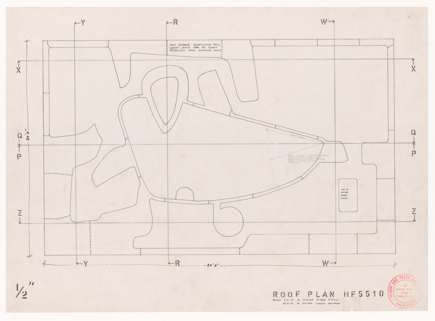 Plan for the roof level for House of the Future, Daily Mail Ideal Homes Exhibition, London, England